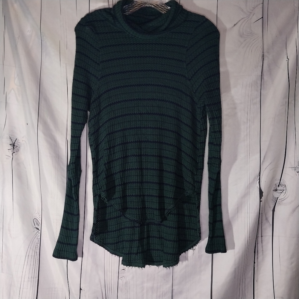 We The Free/ Free People Kristina Drippy Thermal Boho Sweater With Raw Edges